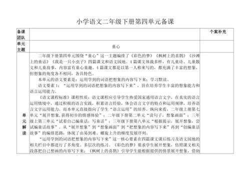 统编版语文二年级下册第四单元大单元备课教案