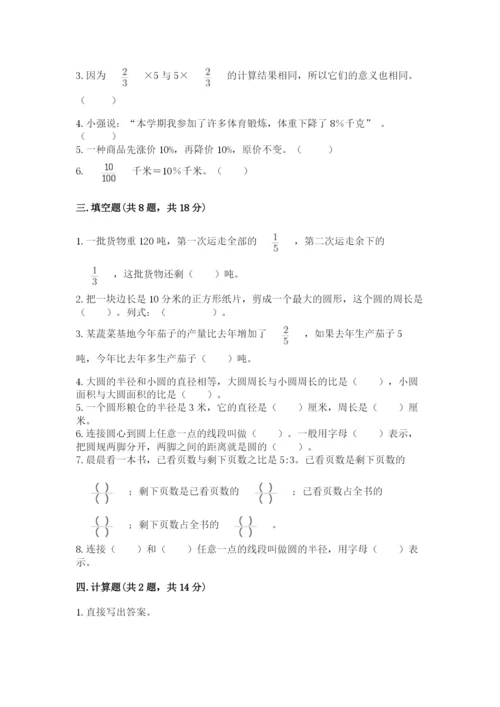 人教版小学六年级上册数学期末测试卷精品【夺冠系列】.docx