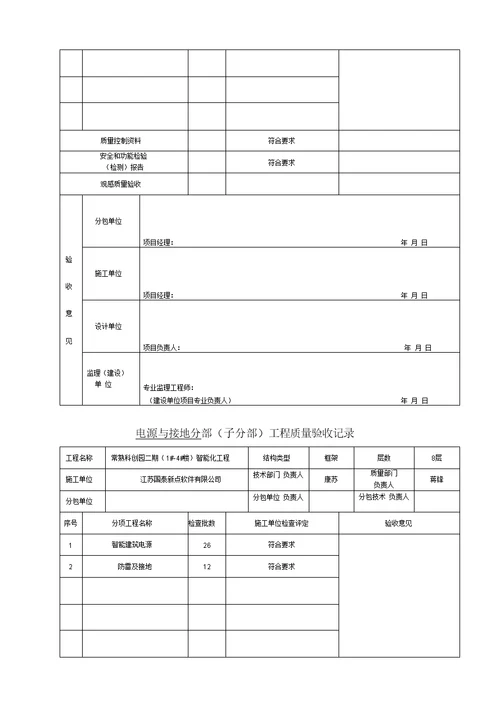 智能化工程质量验收记录