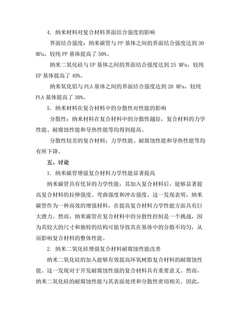 纳米材料在增强复合材料中的应用效果分析