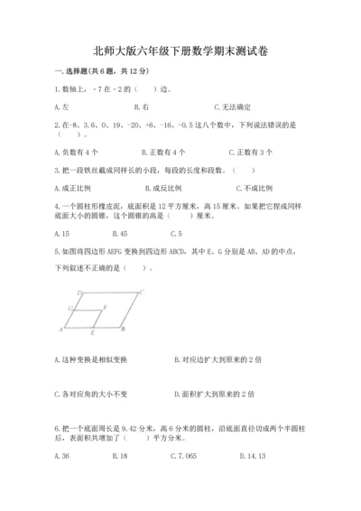 北师大版六年级下册数学期末测试卷含答案【考试直接用】.docx