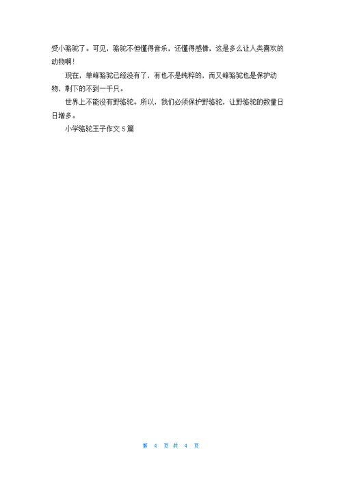 小学骆驼王子作文5篇