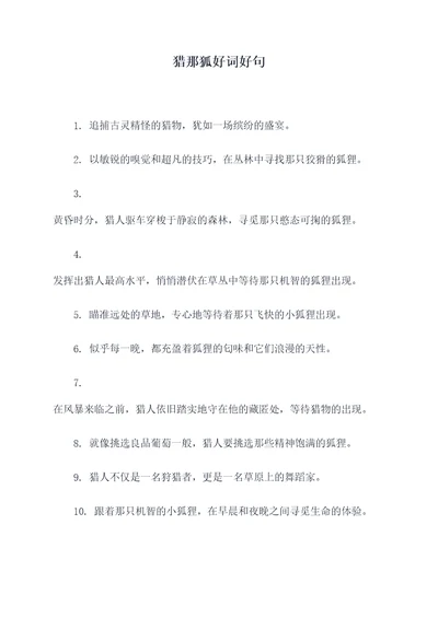 猎那狐好词好句