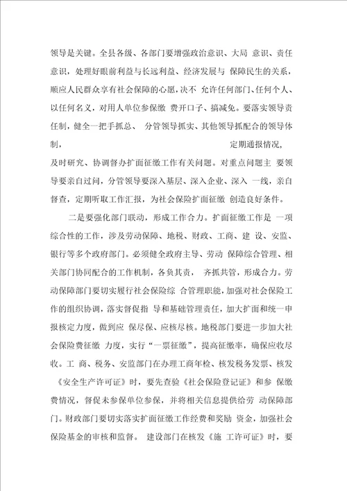 副县长在全县社会保险扩面征缴工作会议上的讲话