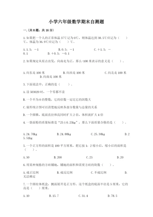 小学六年级数学期末自测题带答案（达标题）.docx