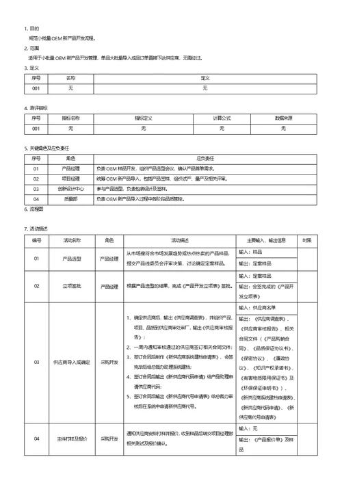 新产品开发流程说明书(OEM)