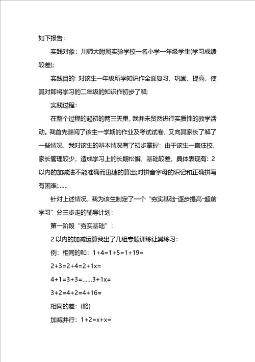 202x暑期教学社会实践报告