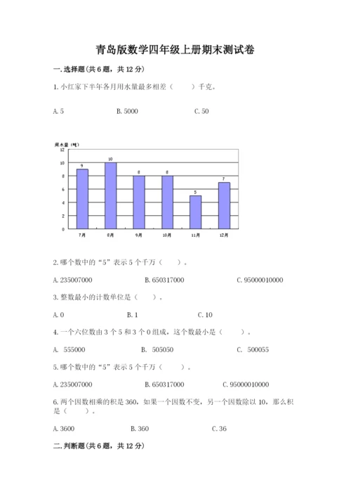 青岛版数学四年级上册期末测试卷附答案（b卷）.docx