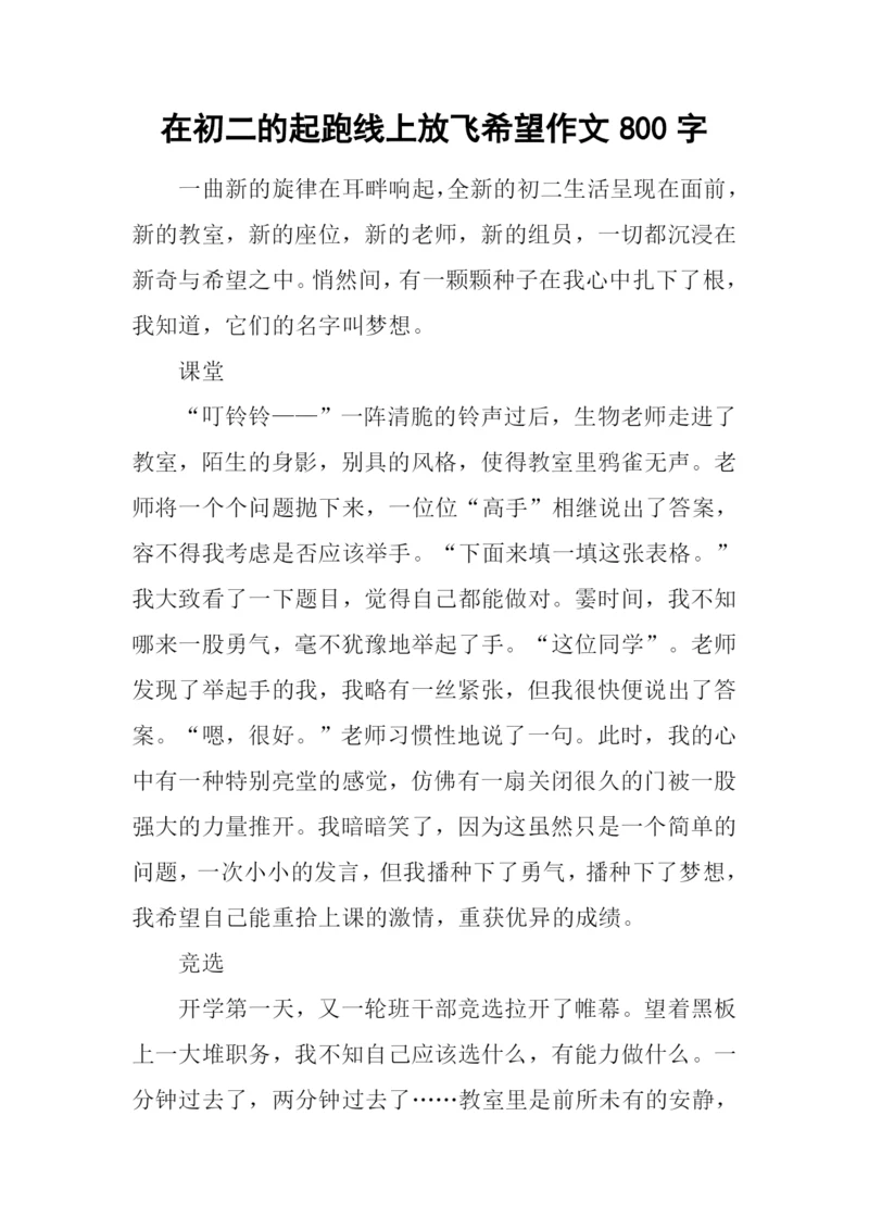 在初二的起跑线上放飞希望作文800字.docx