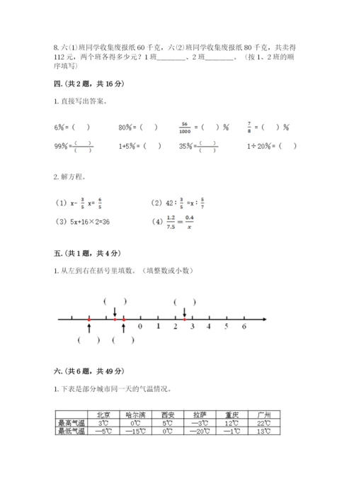 人教版数学小升初模拟试卷含答案（夺分金卷）.docx