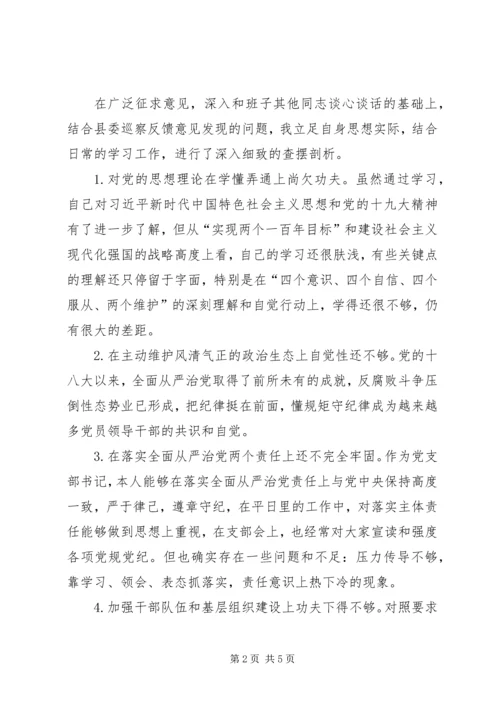 巡察反馈意见专题组织生活会个人对照检查材料.docx