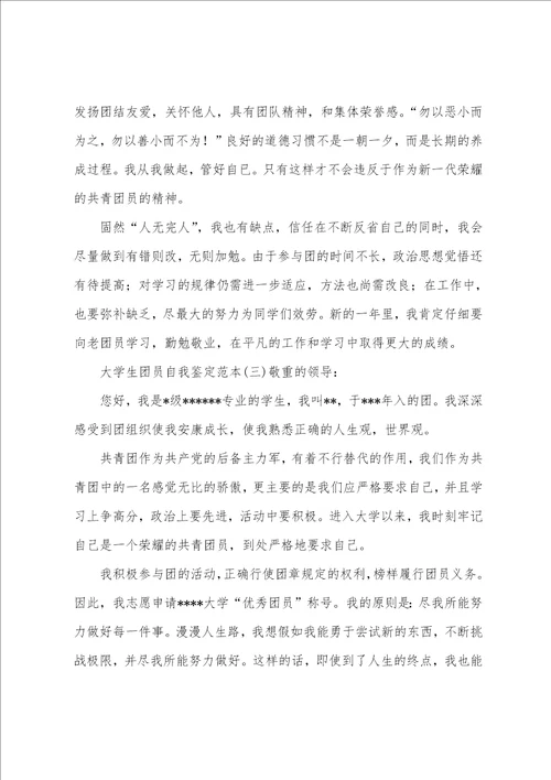 大学生团员自我鉴定范本