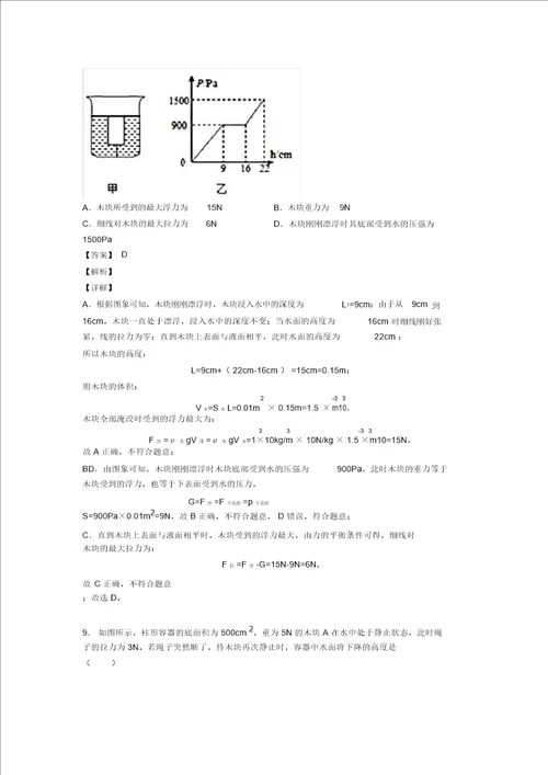 20202021物理浮力类问题的专项培优易错试卷练习题含答案