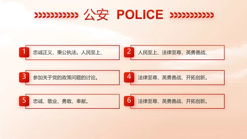 红色大气中国公安警察工作总结动态PPT模板