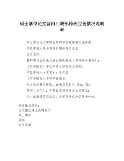 硕士学位论文答辩后局部修改完善情况说明表.docx