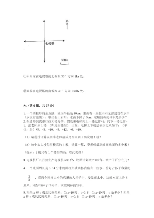 小学六年级数学期末自测题附参考答案（突破训练）.docx