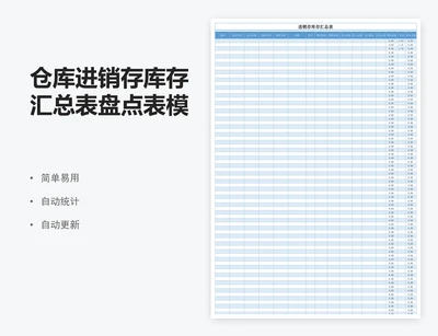 仓库进销存库存汇总表盘点表模板