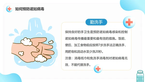 蓝色渐变卡通幼儿园儿童预防诺如病毒PPT模板
