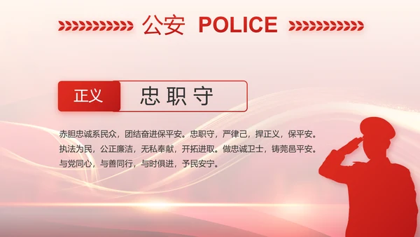 红色大气公安警察个人事迹动态PPT模板
