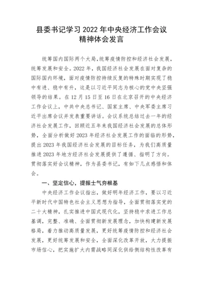 【研讨发言】县委书记学习2022年中央经济工作会议精神体会发言.docx