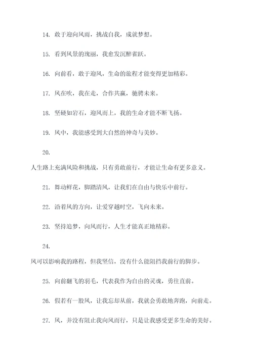 向风而行的好词好句