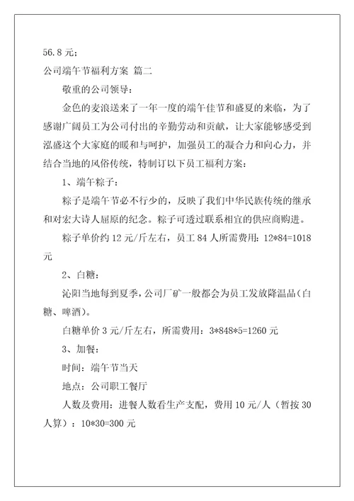 公司端午节发放福利方案通用6篇