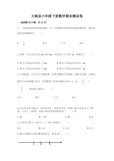 大姚县六年级下册数学期末测试卷标准卷.docx