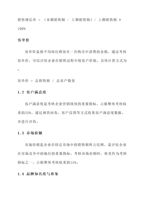 企业营销绩效考核方案