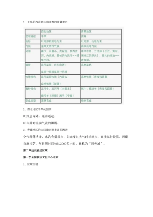 2023年地理八年级下册知识点总结.docx