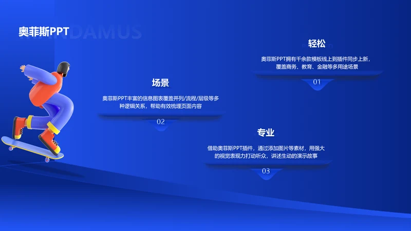 3D蓝色PPT流程页
