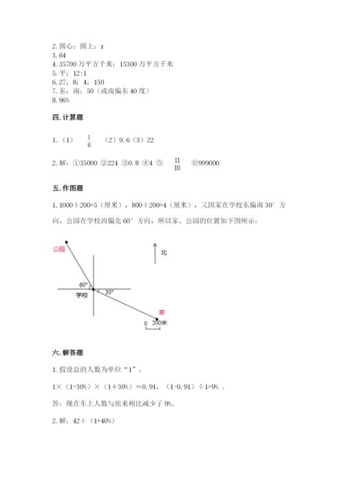 小学六年级上册数学期末测试卷（突破训练）word版.docx