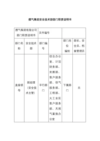 燃气集团安全技术部部门职责说明书(1)[5页]