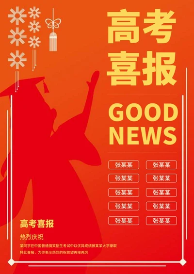 渐变剪影高考喜报word模板
