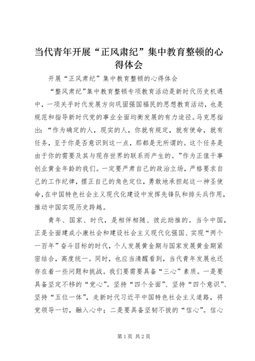 当代青年开展“正风肃纪”集中教育整顿的心得体会.docx