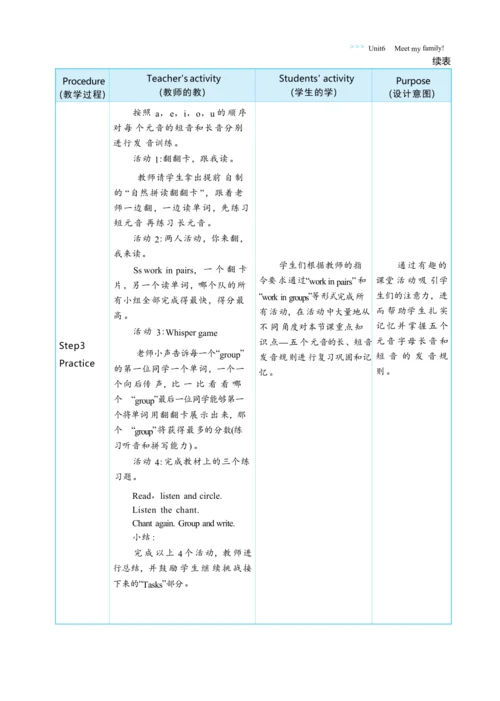 Unit 6 Meet my family Part A   Let's  spell大单元整体教学
