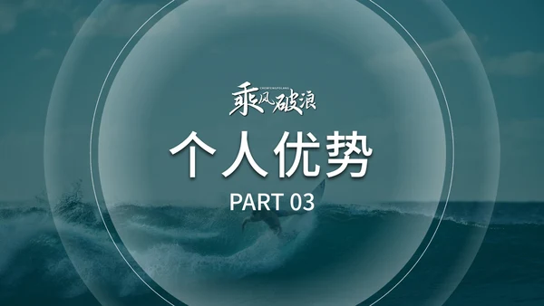蓝色商务乘风破浪微粒体岗位竞聘自我介绍PPT模板