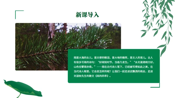 初中语文《雨的四季》公开课教学课件通用PPT模板