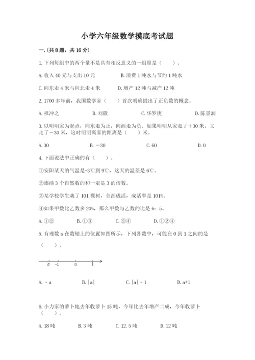 小学六年级数学摸底考试题附参考答案【精练】.docx