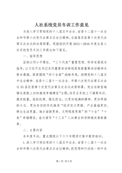 人社系统党员冬训工作意见.docx