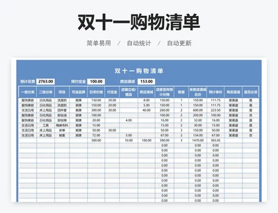 双十一购物清单