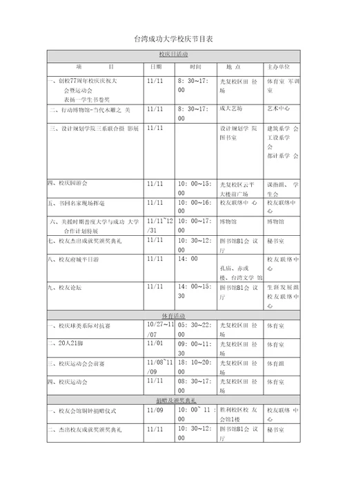 校庆晚会节目单