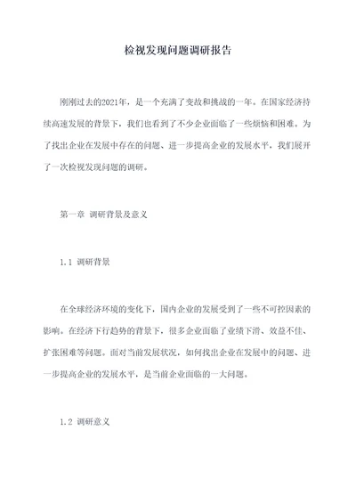 检视发现问题调研报告