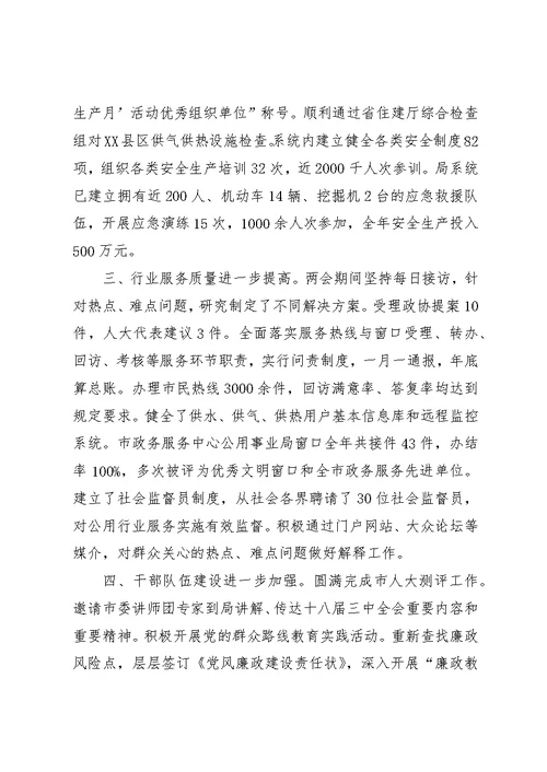 市公用事业管理局年度工作总结