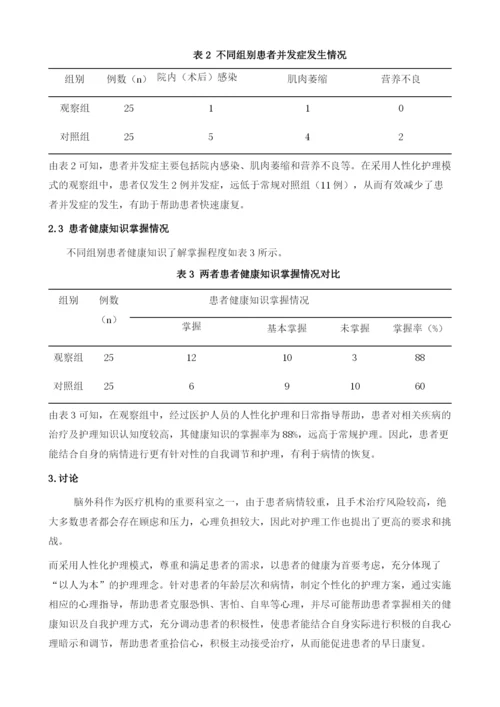 人性化管理模式在脑外科护理管理中应用效果观察.docx