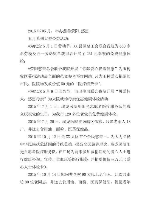 医院慈善医疗服务工作总结