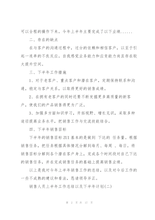 销售人员上半年工作总结以及下半年计划.docx