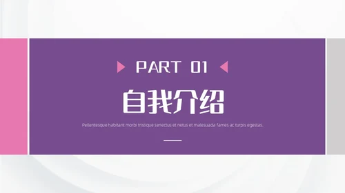 紫粉色形状插画简约风护士长述职报告通用PPT模板