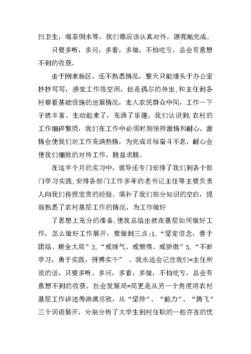 大学生村官实习总结