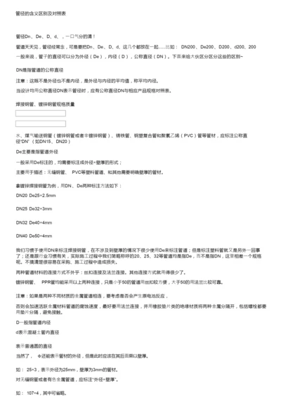 管径的含义区别及对照表.docx