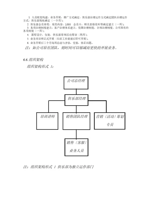 俱乐部项目计划书